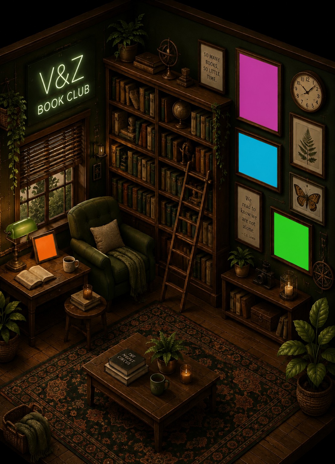Color-coded reading room photo mask artwork
